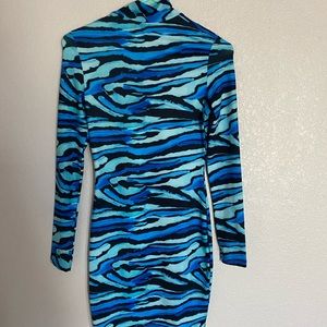 Multi color long sleeve turtleneck dress